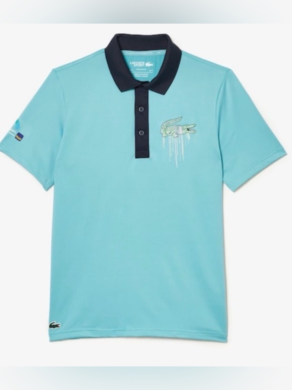 NWT Lacoste Sport Miami Open Edition Polo size XS in Mint/Navy Unisex Men Women